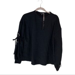 Velvet Heart Lucille Grommet‎ Tie Sleeve Pullover Shirt Top In Black Medium NWT.